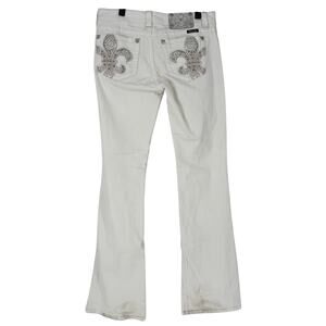 Miss Me Jeans Signature Boot Cut Embellished Pockets Jeans in White